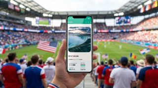 ByteSim on a phone at a football game 