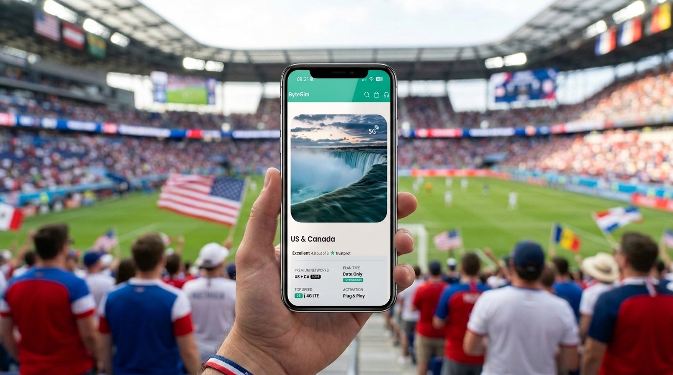 ByteSim on a phone at a football game 