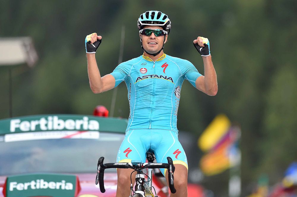 Mikel Landa (Astana) celebrates the stage 11 win at the 2015 Vuelta a Espana
