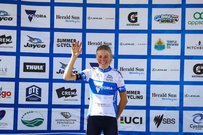 Jenna Merrick (Mike Greer Homes Women) won the best young rider jersey at the 2019 Women's Herald Sun Tour