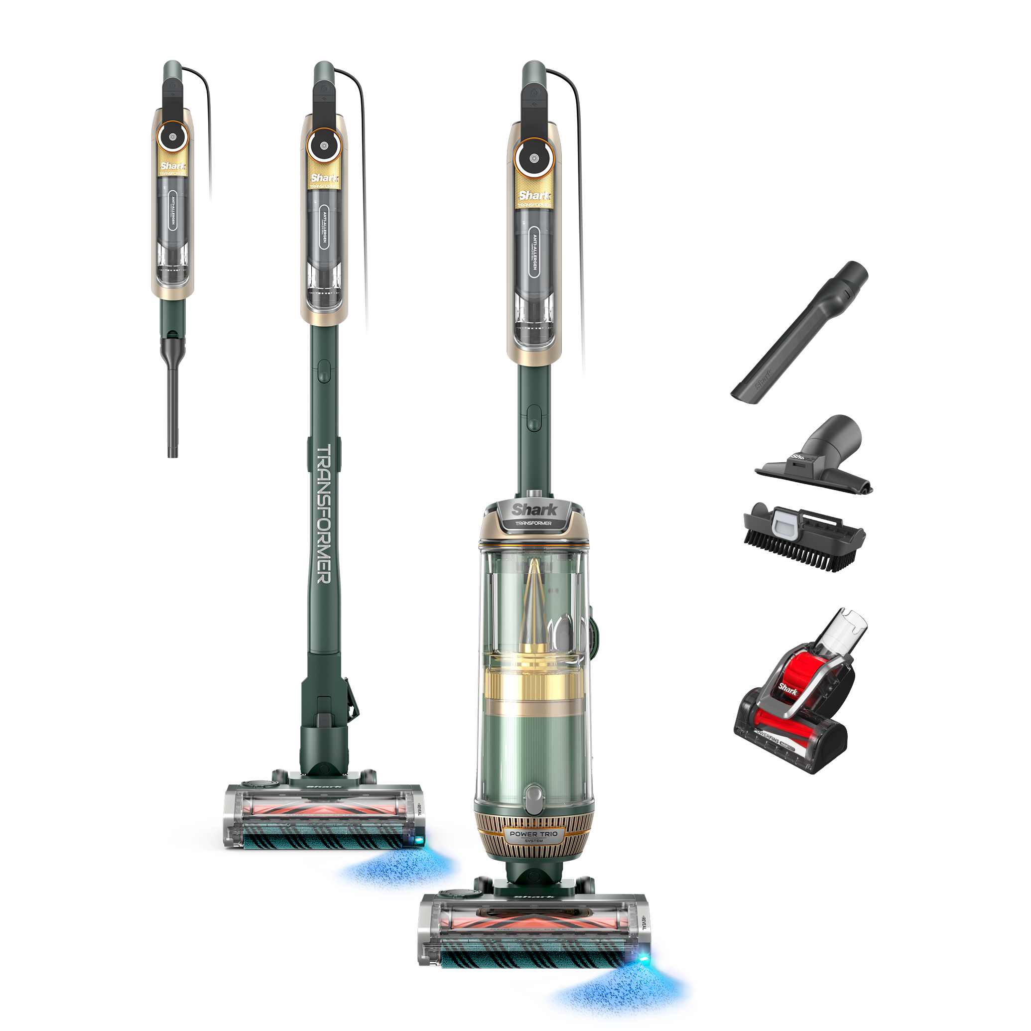 Shark Powerdetect Transformer Powertrio System Upright Vacuum With Detect and Reveal &amp;ndash; Deep Sage Green
