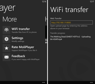 Moliplayer Pro wifi transfer