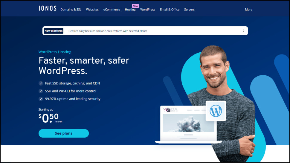 IONOS WordPress hosting homepage