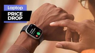 Apple Watch Series 8 being worn with incoming call