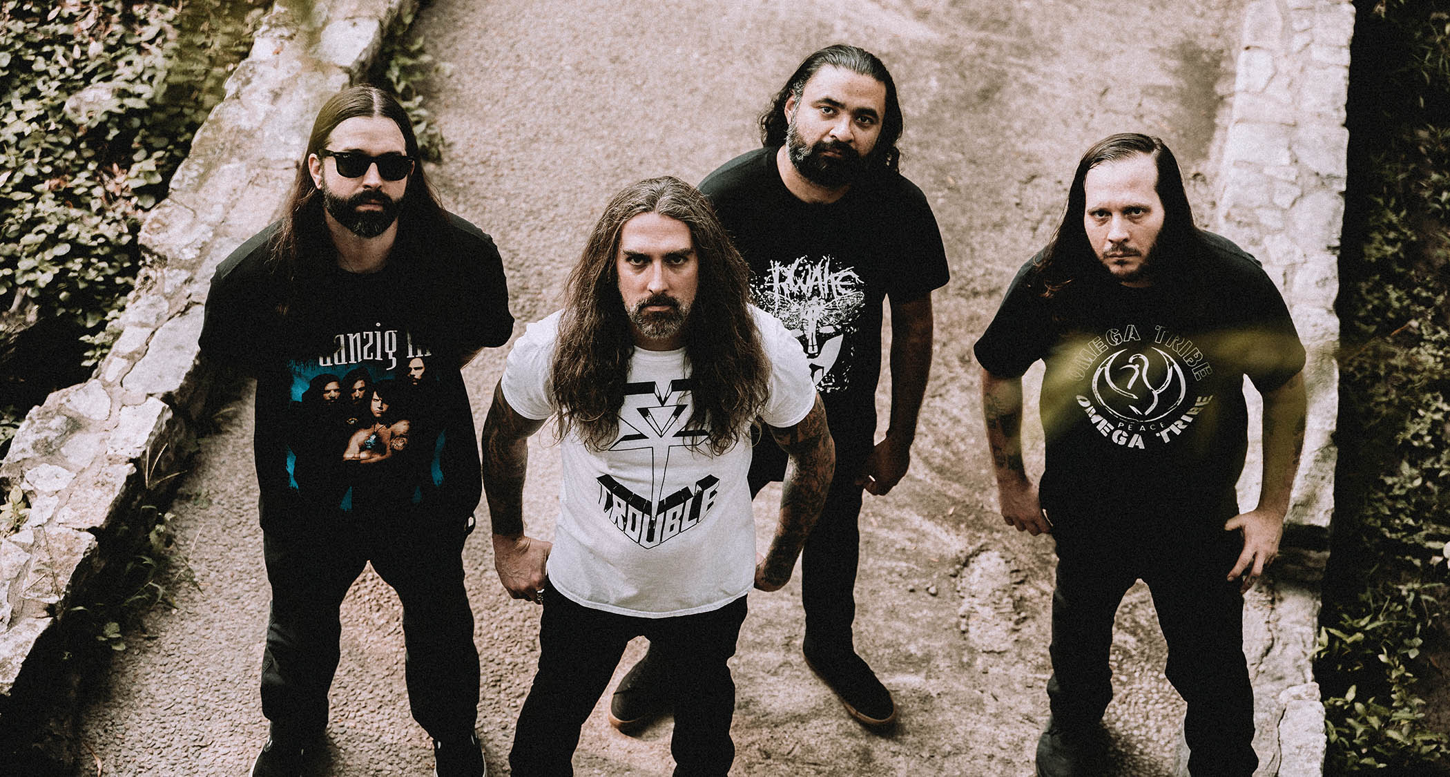 An outdoor portrait of US doom metal band Spirit Adrift