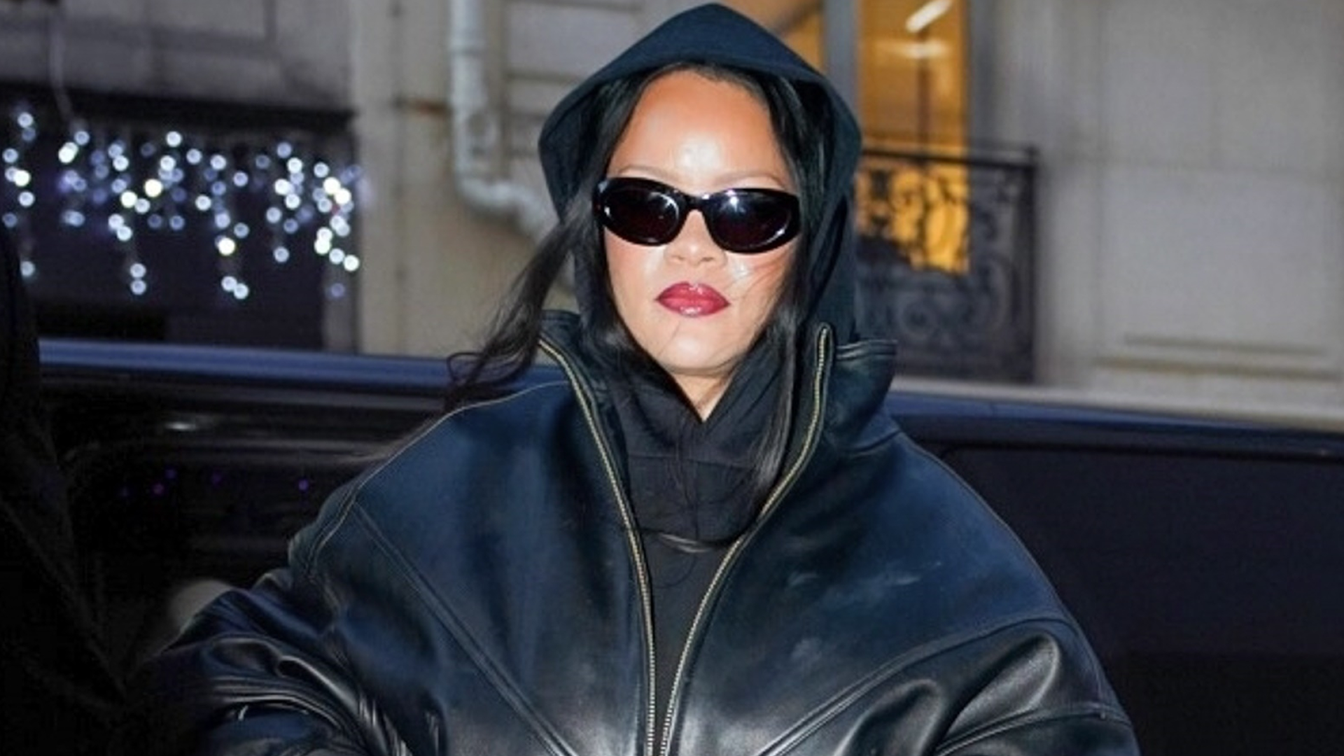 Rihanna was spotted in Paris wearing a leggings outfit with the high-vamp flats trend
