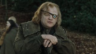 Mad-Eye Moody standing outside in Harry Potter and the Goblet of Fire