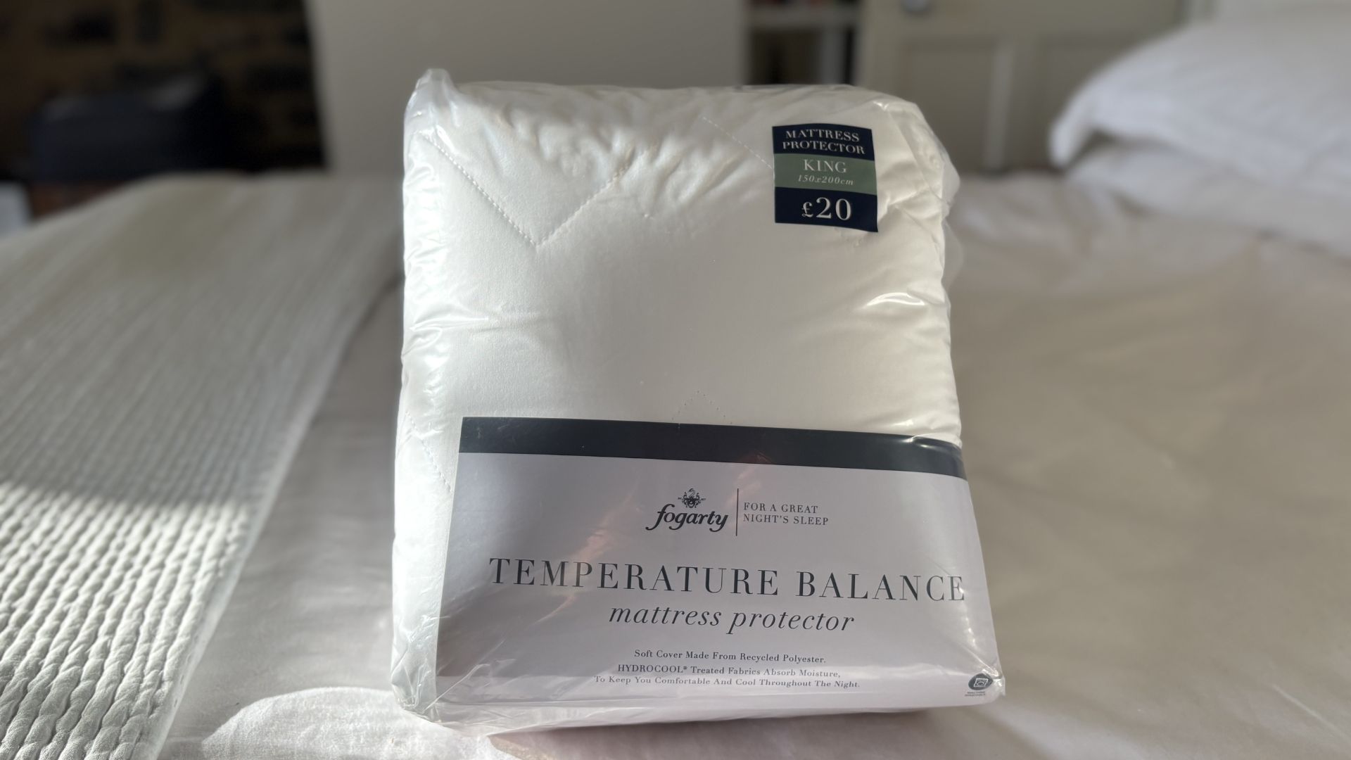 Testing the Fogarty Temperature Balance Mattress Protector on the bed
