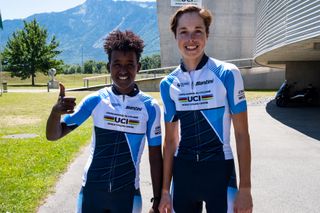 Maude Le Roux from South Africa and Selam Amha Gerefiel from Ethiopia racing for the WCC Team in 2023