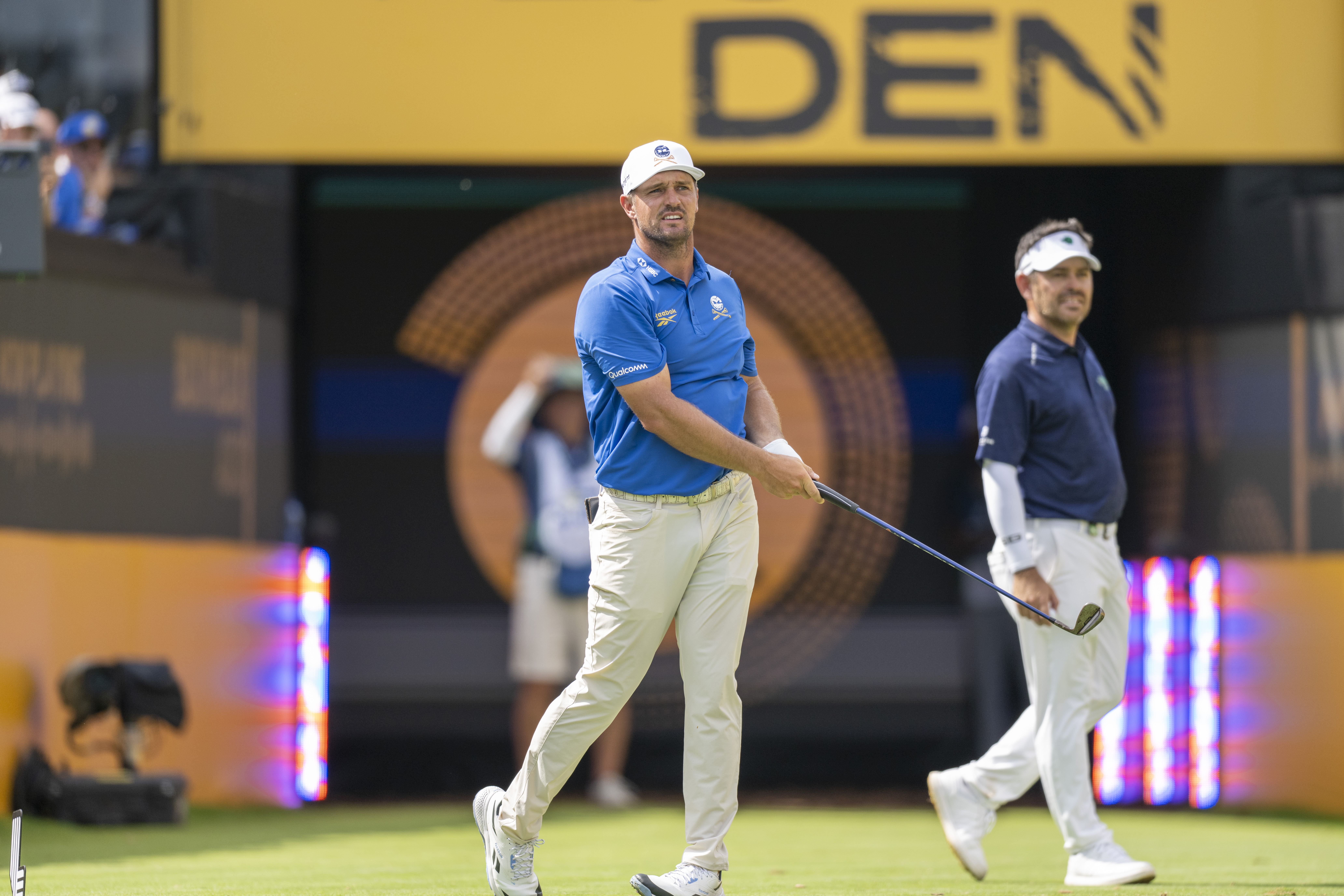 Bryson DeChambeau hits an iron tee shot at LIV Golf South Africa 2026