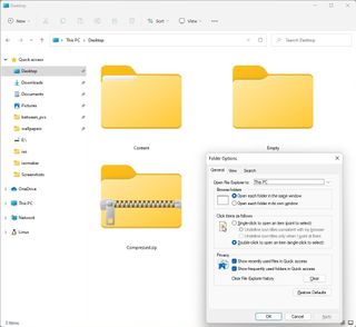 File Explorer new folder icons
