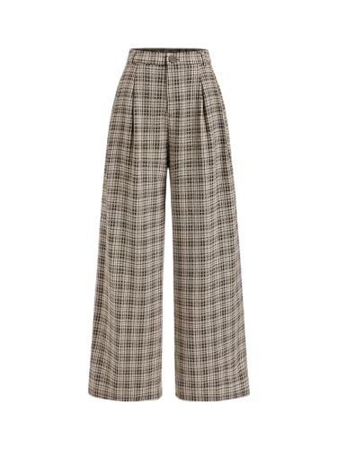 Cider Plaid Wide Leg Pants for Women Checkered Pants Business Trousers