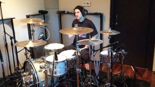 Travis Barker in the studio