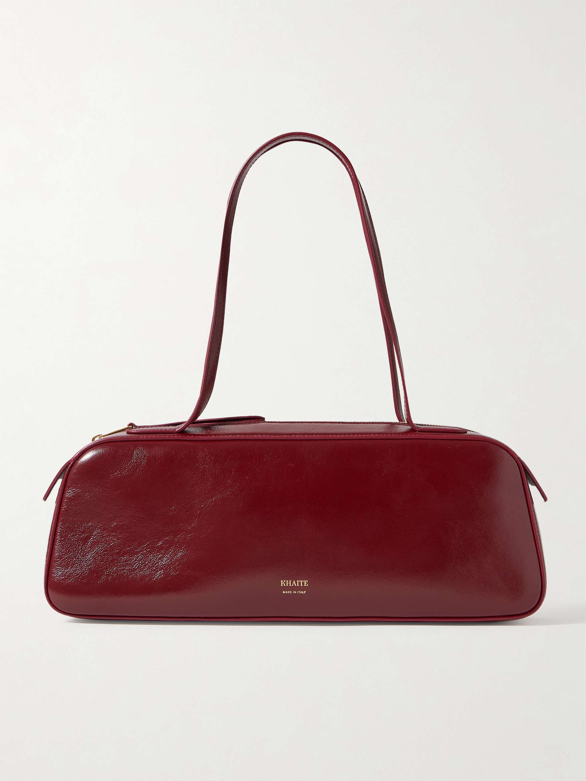 Simona Crinkled Patent-Leather Shoulder Bag
