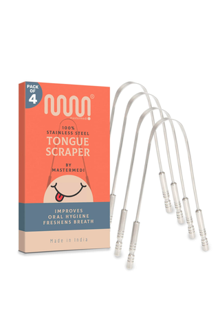 100% Stainless Steel Tongue Scraper 4 Pack