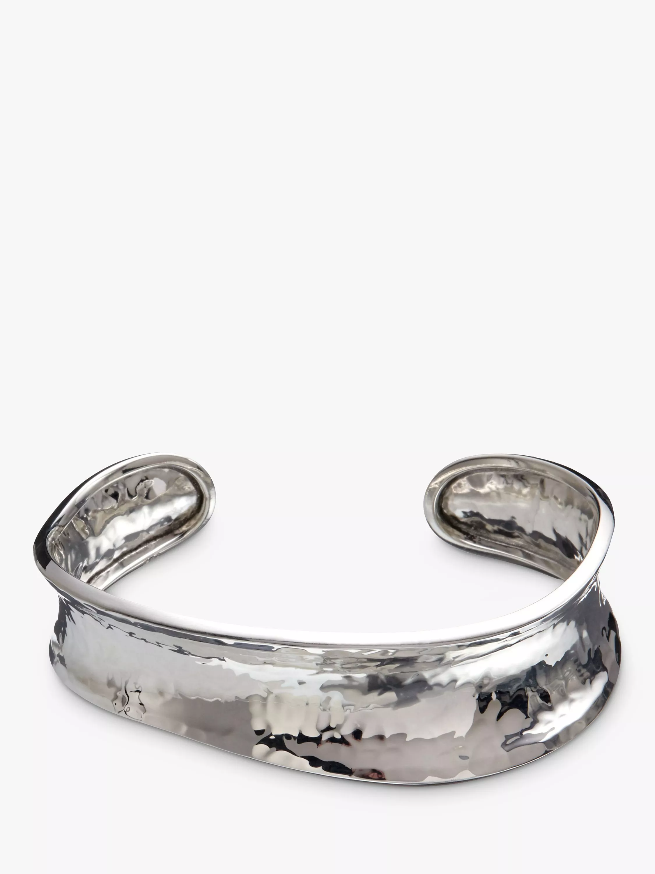 Andea Sterling Silver Hammered Concave Cuff, Silver