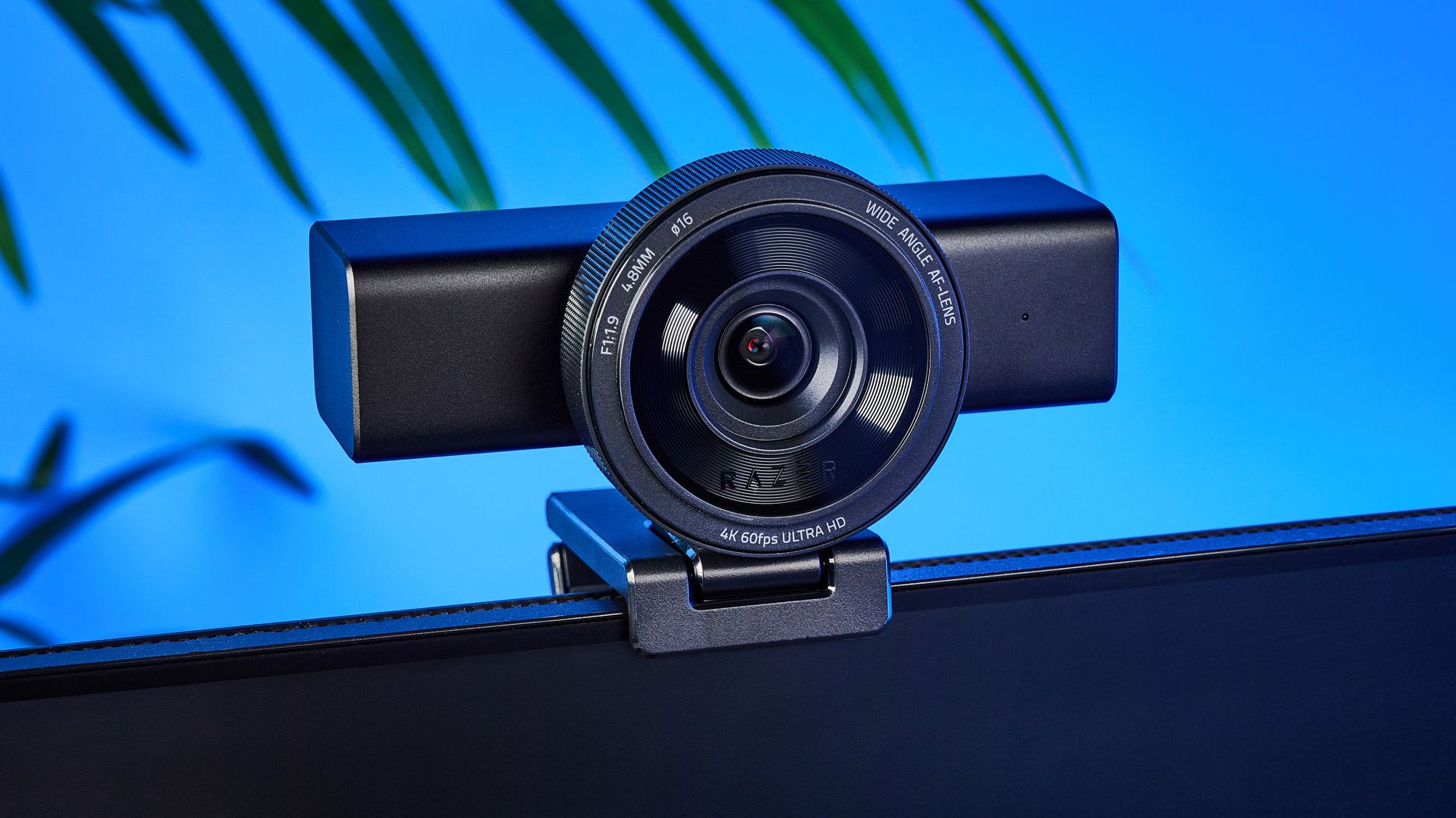A black Razer Kiyo V2 Pro 4K webcam