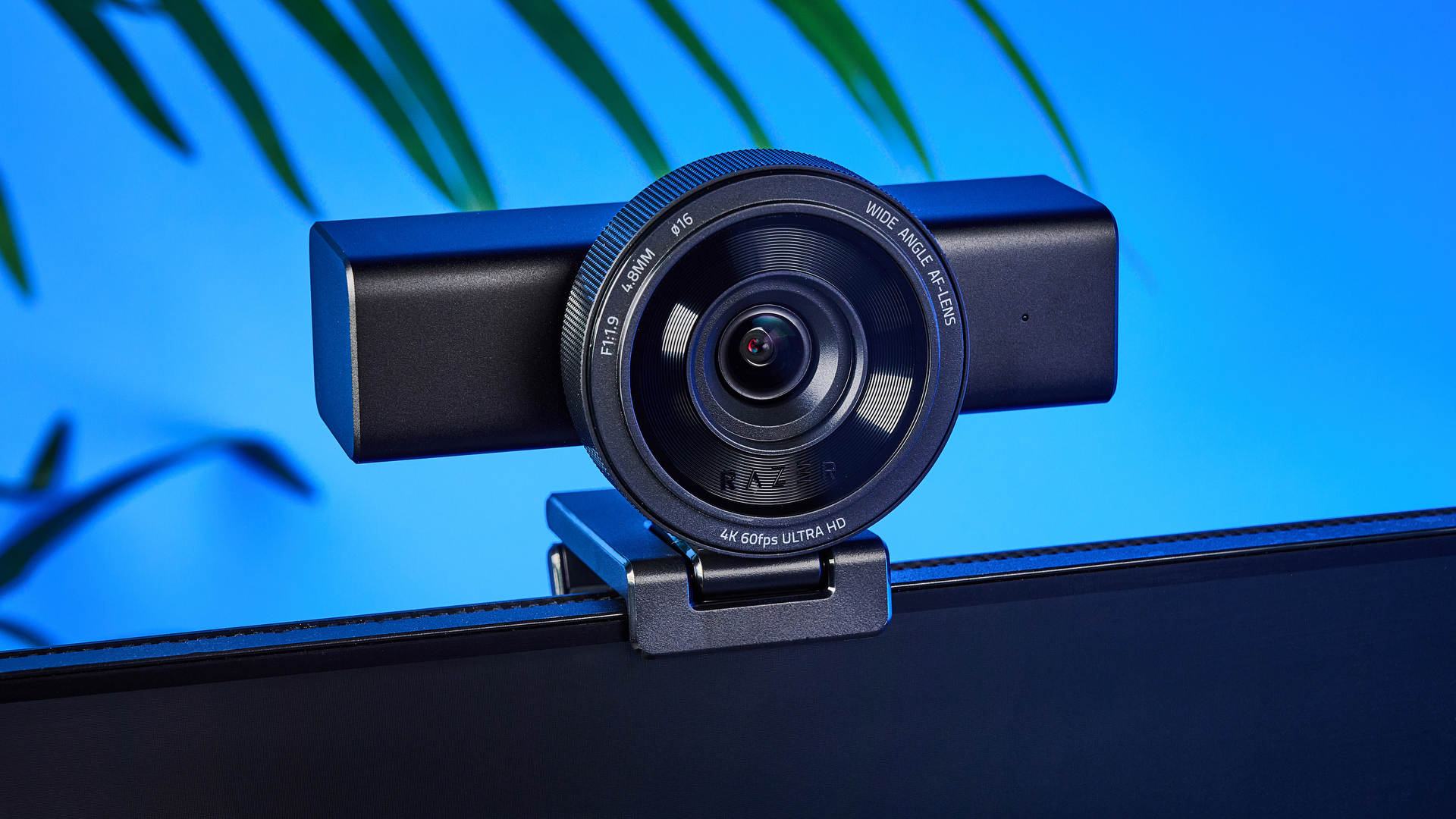 A black Razer Kiyo V2 Pro 4K webcam