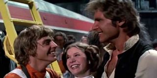 Mark Hamill Carrie Fisher and Harison Ford in Star Wars: A New Hope