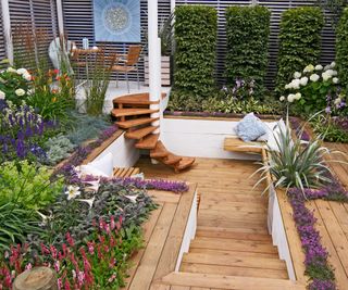 split level garden with sunken decked area