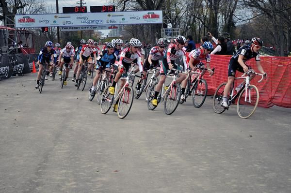 Benjamin Perry took the hole shot in the junior men's race.