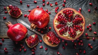 Pomegranate cut open for eating