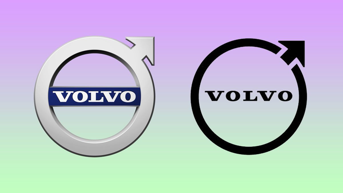 A comparison between two Volvo logos. 