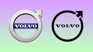 A comparison between two Volvo logos.