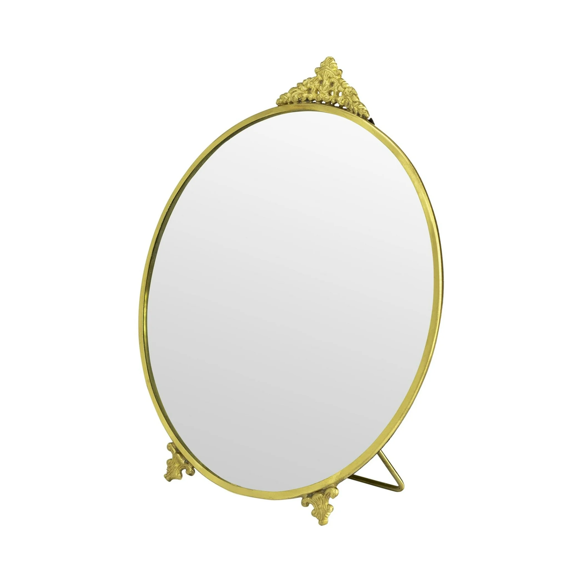tabletop mirror with a gold antique frame
