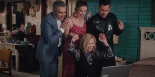 Catherine O'Hara, Dan Levy, Eugene Levy, and Annie Murphy in Schitt's Creek