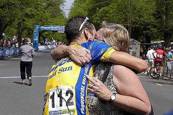 Tour winner Matt Wilson is hugged by proud mum Lesley