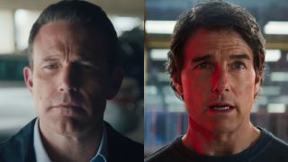 Christian Wolff (Ben Affleck) looks ahead in The Accountant 2, while Ethan Hunt (Tom Cruise) talks to someone in Mission: Impossible - The Final Reckoning.