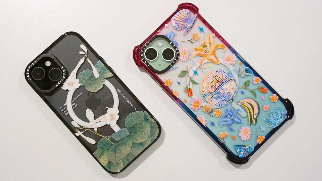 Casetify iPhone 15 Ring Stand and Bounce back angled straight