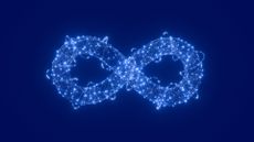 An infinity symbol formed from white nodes on a blue background, to represent continuous authentication.