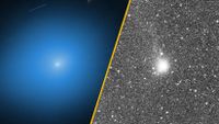 Two blurry telescope images of the interstellar comet 3I/ATLAS