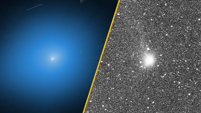 Two blurry telescope images of the interstellar comet 3I/ATLAS