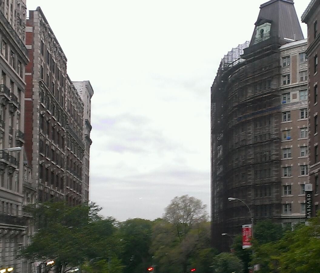 A view of the Manhattanhenge sunset, clouded out on May 29, 2014, as seen on 116th Street, looking west from Broadway.