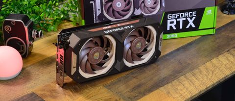 An Asus GeForce RTX 3080 Noctua on a table