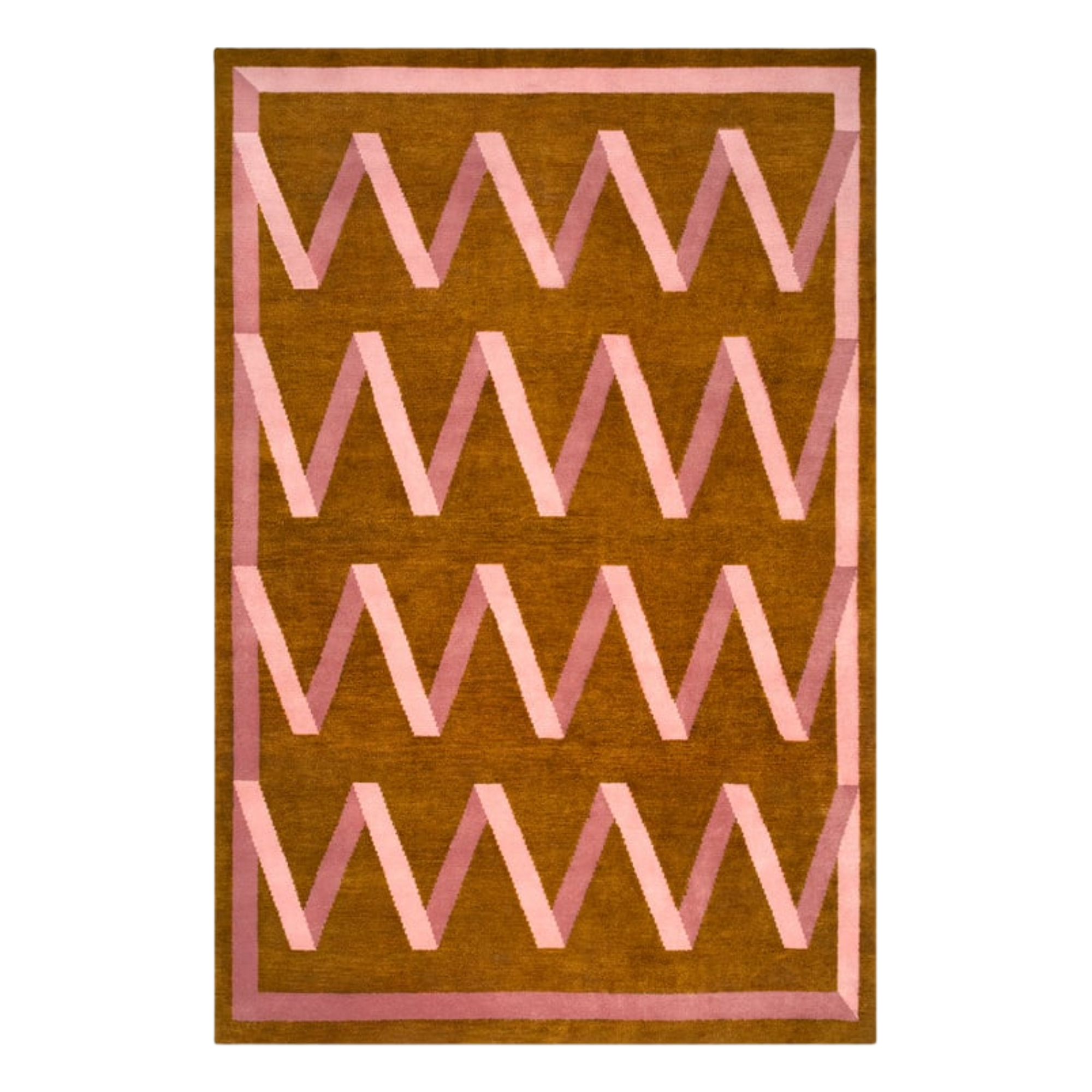 a zig zag rug in orange and pink