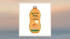 an image of garnier summer body lotion on an ombre background