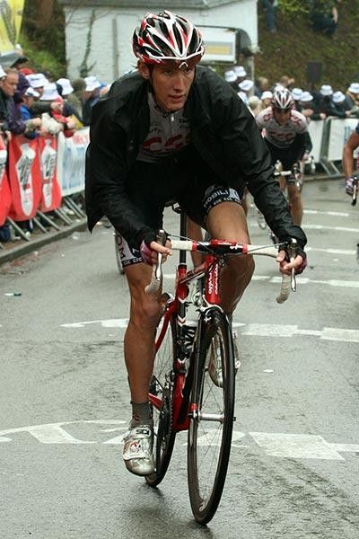 Andy Schleck (Team CSC) rides in after taking part in the early escape.