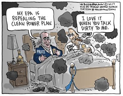 Political cartoon U.S. EPA clean power plan coal industry