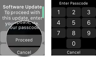 Entering passcode on Apple Watch