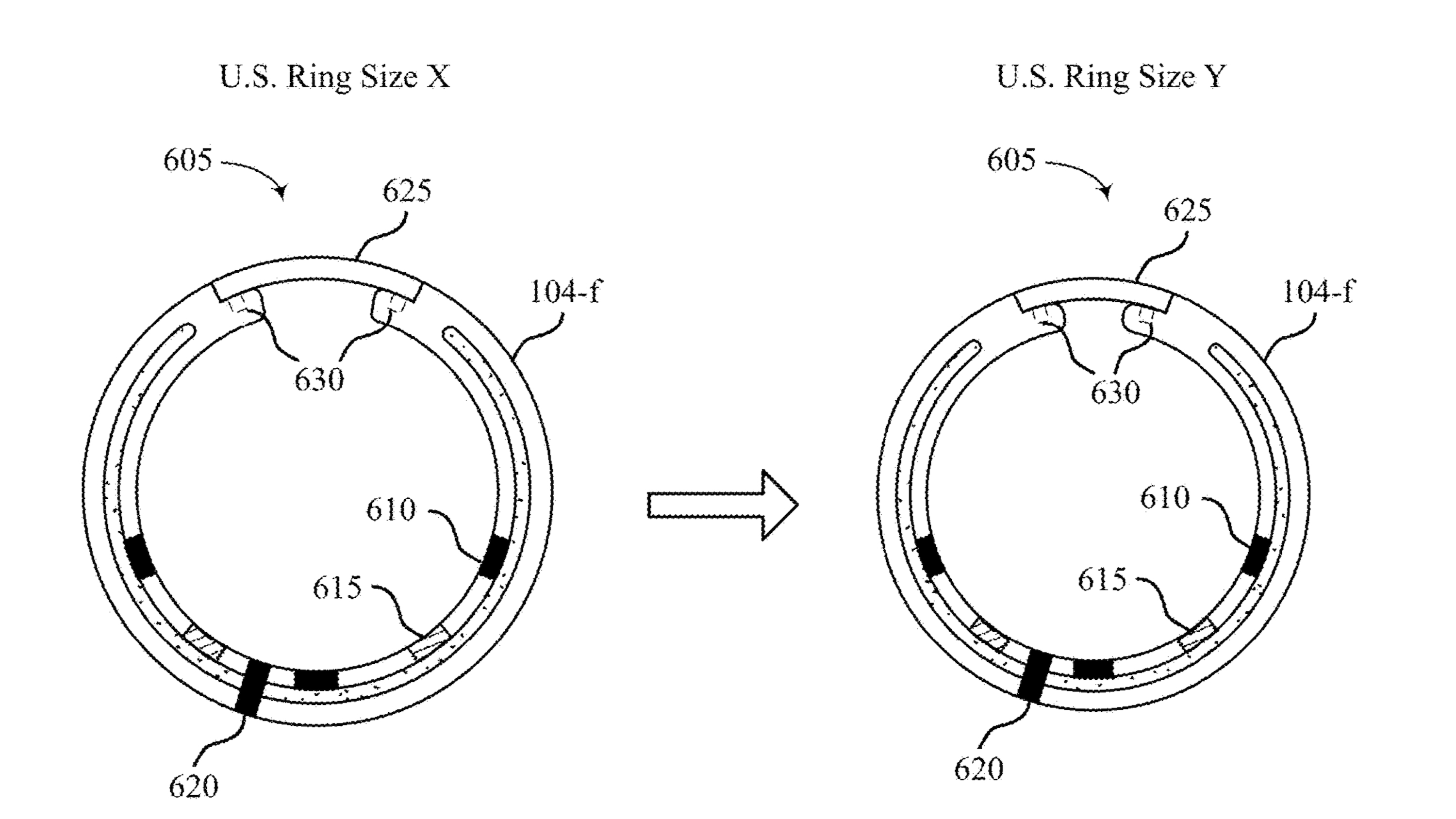 An Oura Ring patent figure for a C-Ring design that attaches two sides of an unconnected C shape.