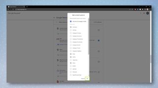 Google Takeout menu with Mail content options in focus