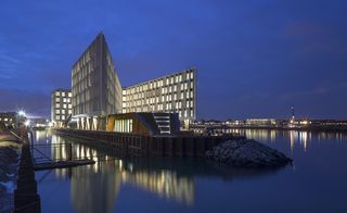 Denmark: UN City night exterior view