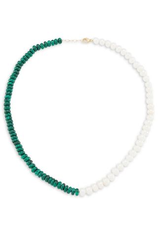 half pearl, half malachite necklace