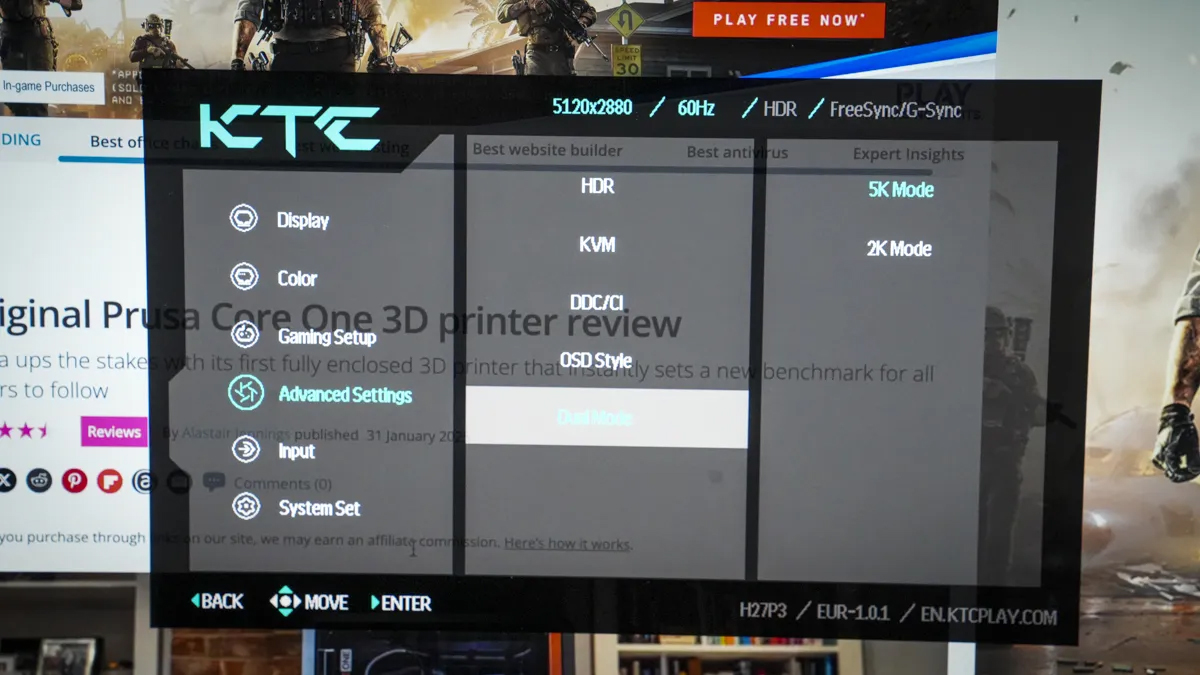 The KTC H27P3 27-inch 5K monitor. 