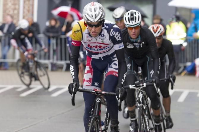 Jurgen Van De Walle (Lotto Belisol) at the front of the peloton