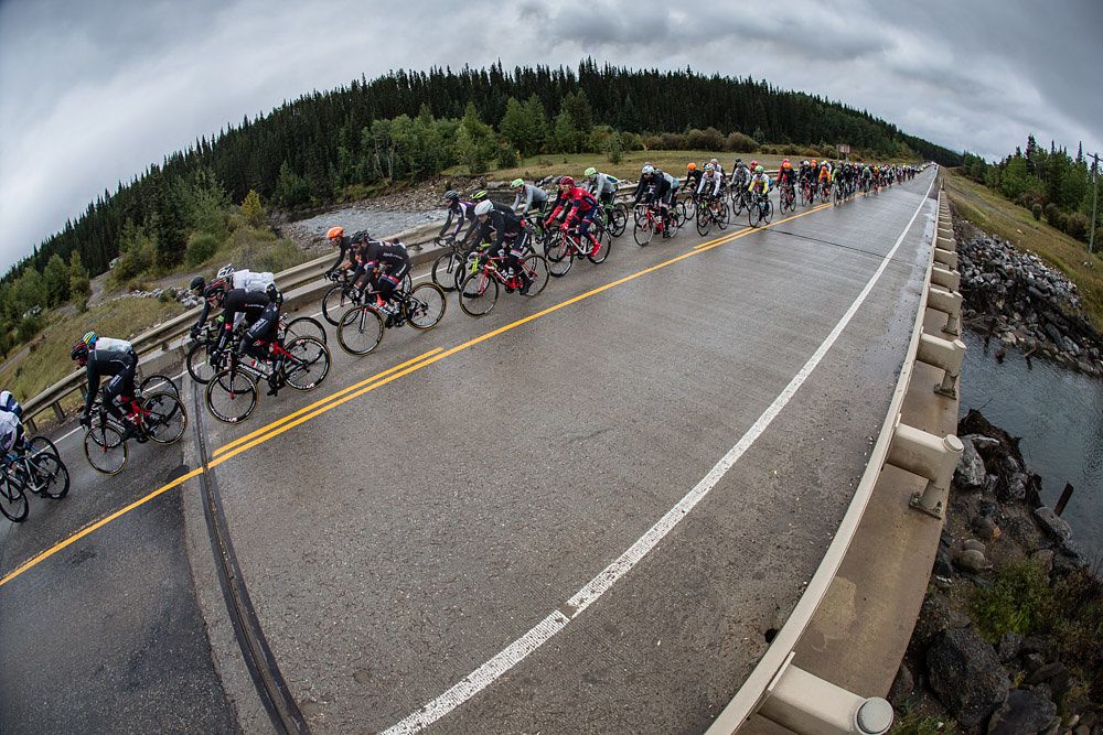The peloton had to race through freezing temperatures and rain for most of the 181km stage
